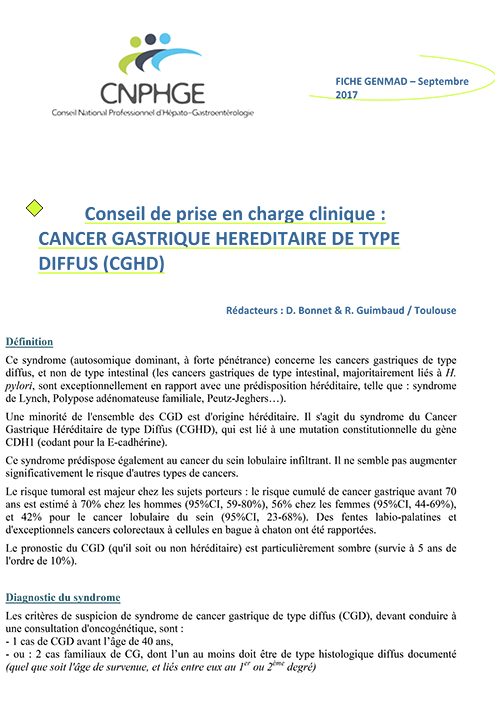 Fiche GENMAD_Conseils de prise en charge clinique d'un cancer gastrique héréditaire de type diffus (CGHD)_Couv_2017.png