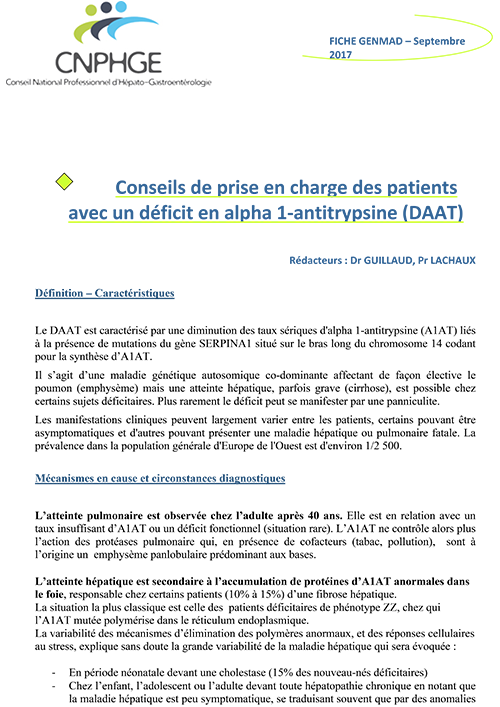 Fiche GENMAD_Conseils de prise en charge des patients avec un déficit en alpha 1-antitrypsine (DAAT)_Couv_2017.png