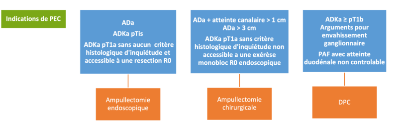 Indications de prise en charge endoscopique ou chirurgicale des formes localisées