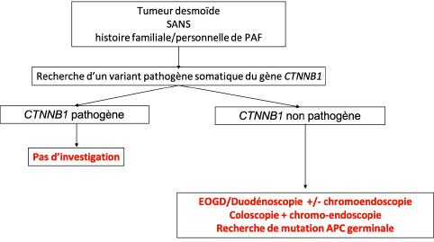 18.8.1. ALGORITHME 1 - Stratégie diagnostique à la recherche d’une polypose adénomateuse familiale dans le cadre de la découverte d’une tumeur desmoïde
